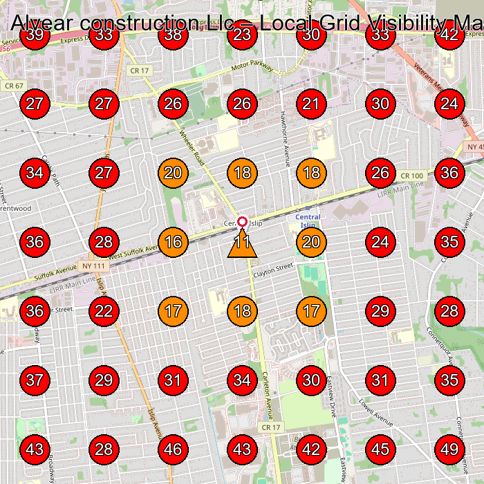 Alvear construction Llc GeoGrid visibility map for Chimney Services in Islip